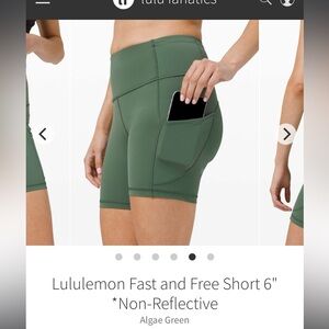 Lululemon Fast and Free Bike Shorts - Green